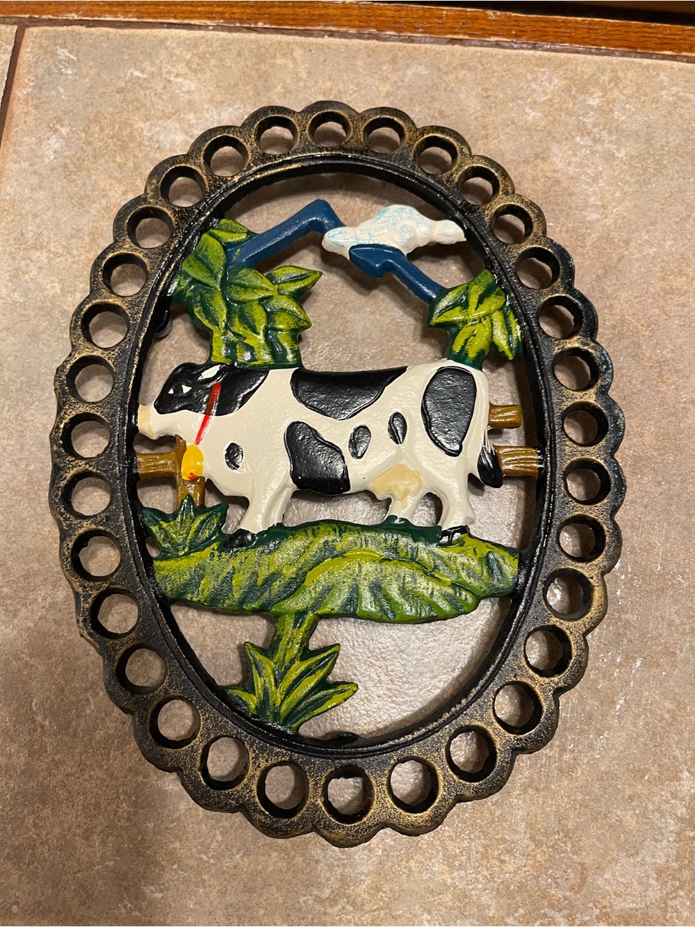 2 Farmhouse Cow Cast Iron Trivets